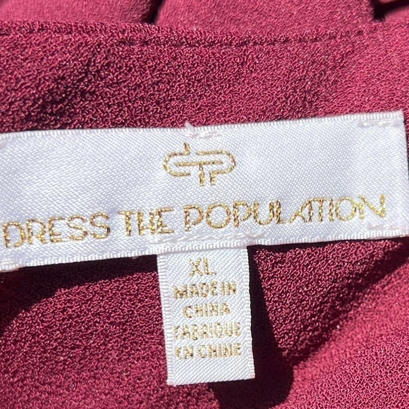 🌻NEW Dress the Population "Marilyn" Burgundy Sleeveless Stretch Midi Dress XL - Picture 9 of 11